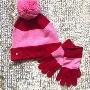 Kate ♠️ Spade Colorblock FleurDelis Beanie & Glove